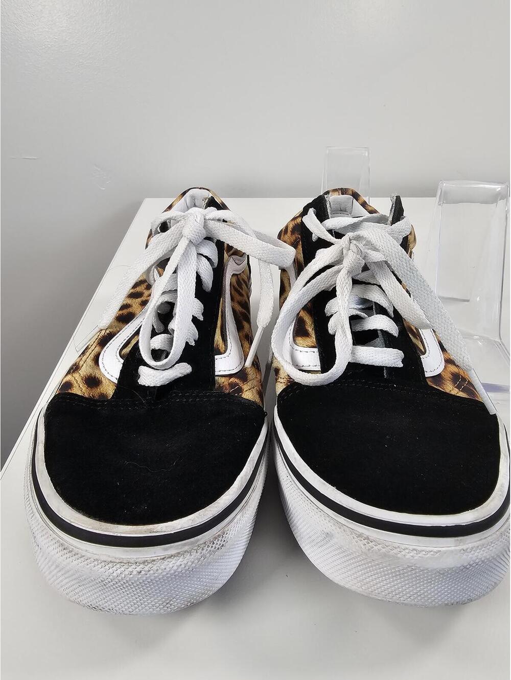 Vans Old Skool Leopard Print Black/White Skate Sneakers - Picture 14 of 14